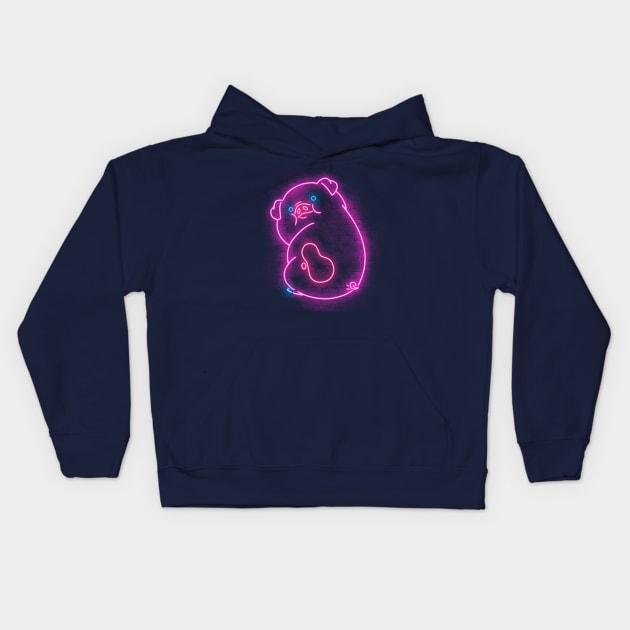 Neon pig Kids Hoodie by Cromanart